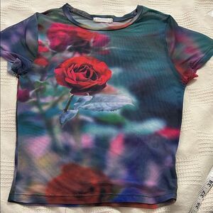 Sweet lilac, mesh, rose, shirt, size medium